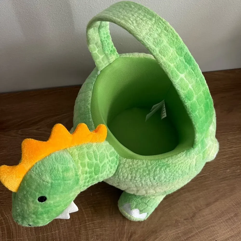 Plush Green Dinosaur Easter Basket by Spirit Halloween Kids Dino Treat Bucket